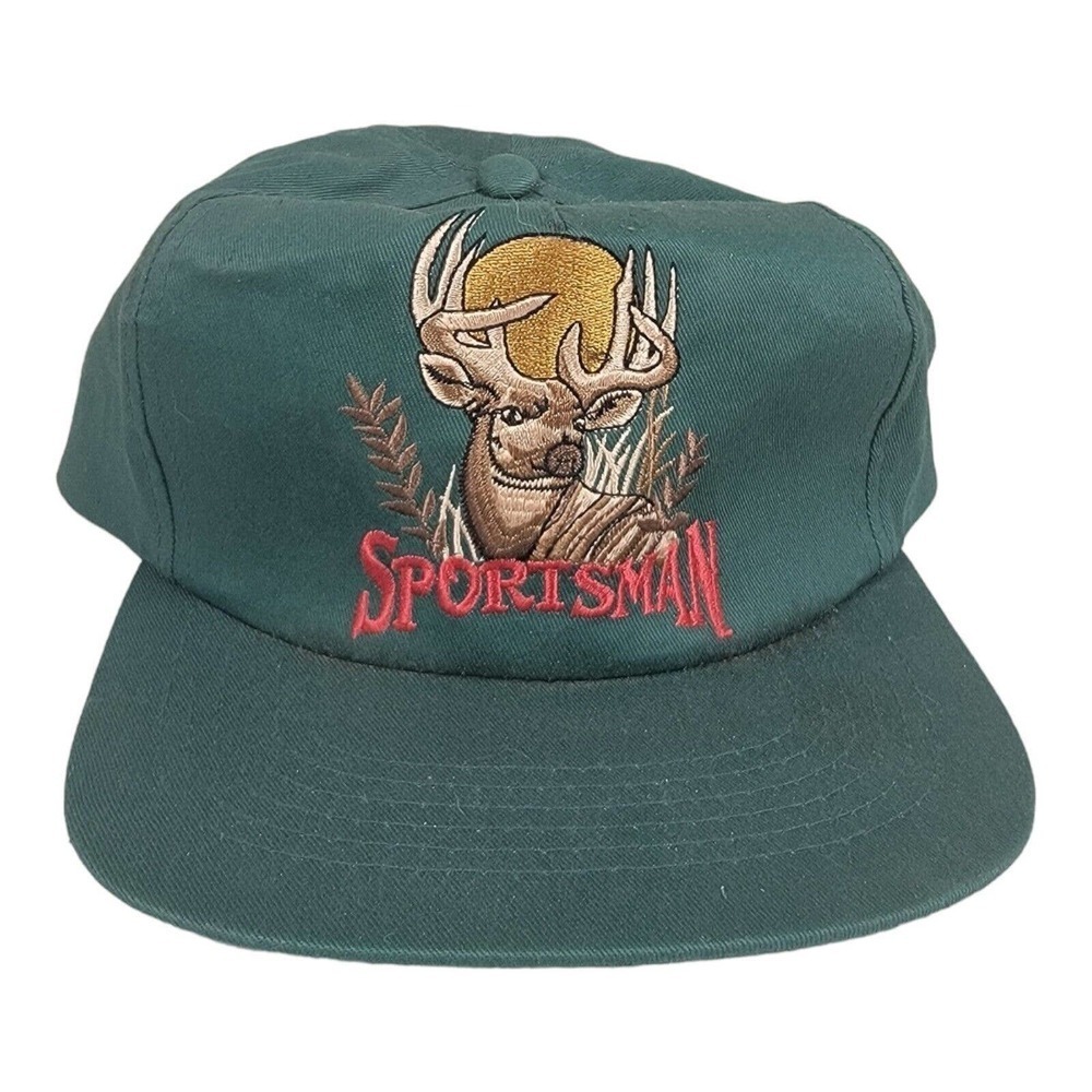Vintage Sportsman Green Hunting Trucker Cap Adult Deer‎ Buck